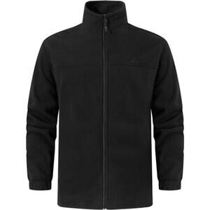 Soft Polar Fleece Jacket with Pockets Lightweight Outdoor Full Zip Coat Black.